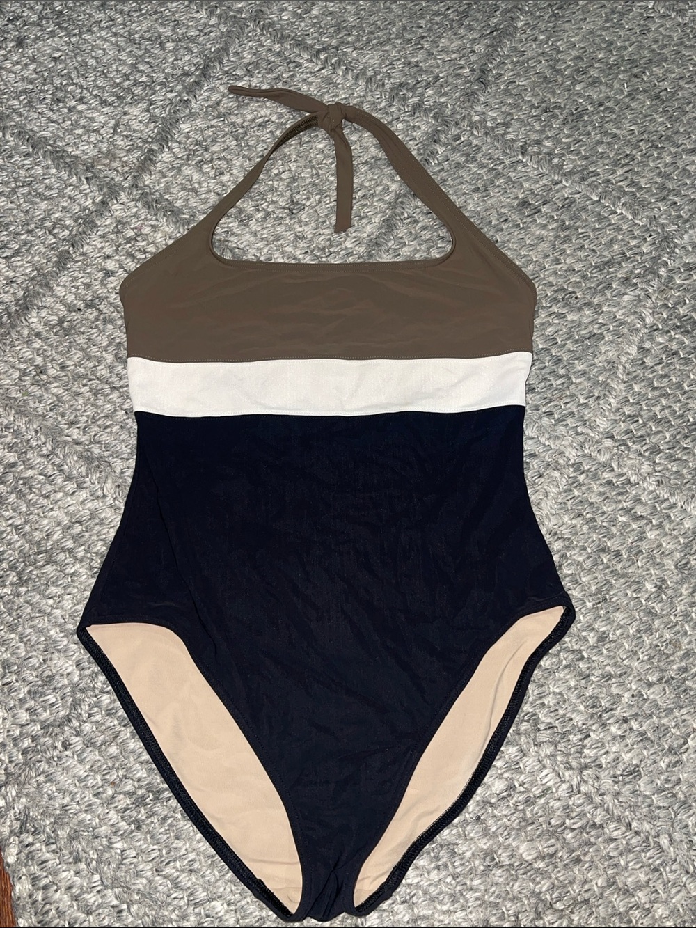 GAP Brown White Navy Colorblock Halter One-Piece
